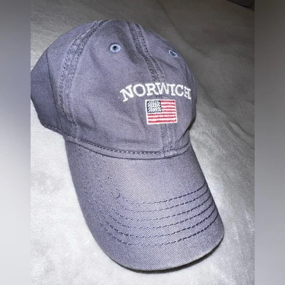 Navy Norwich Baseball Cap with American Flag - Adjustable Strap - Picture 2 of 6